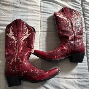 Red Embroidered Western Boots
